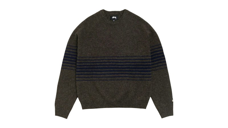 Stussy Shadow Stripe Raglanpullover Dunkelbraun