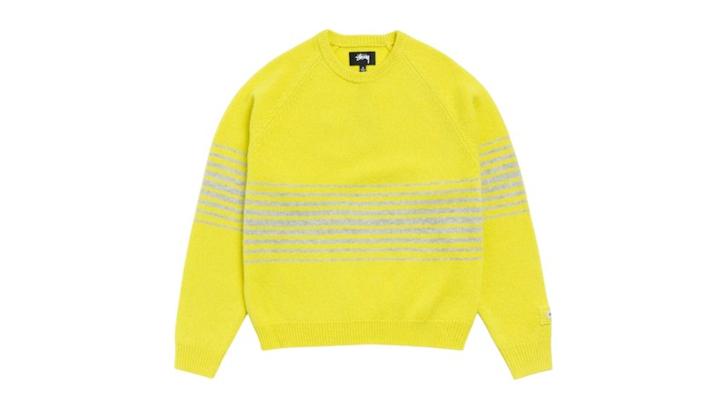Stussy Shadow Stripe Raglanpullover Zitronengrün