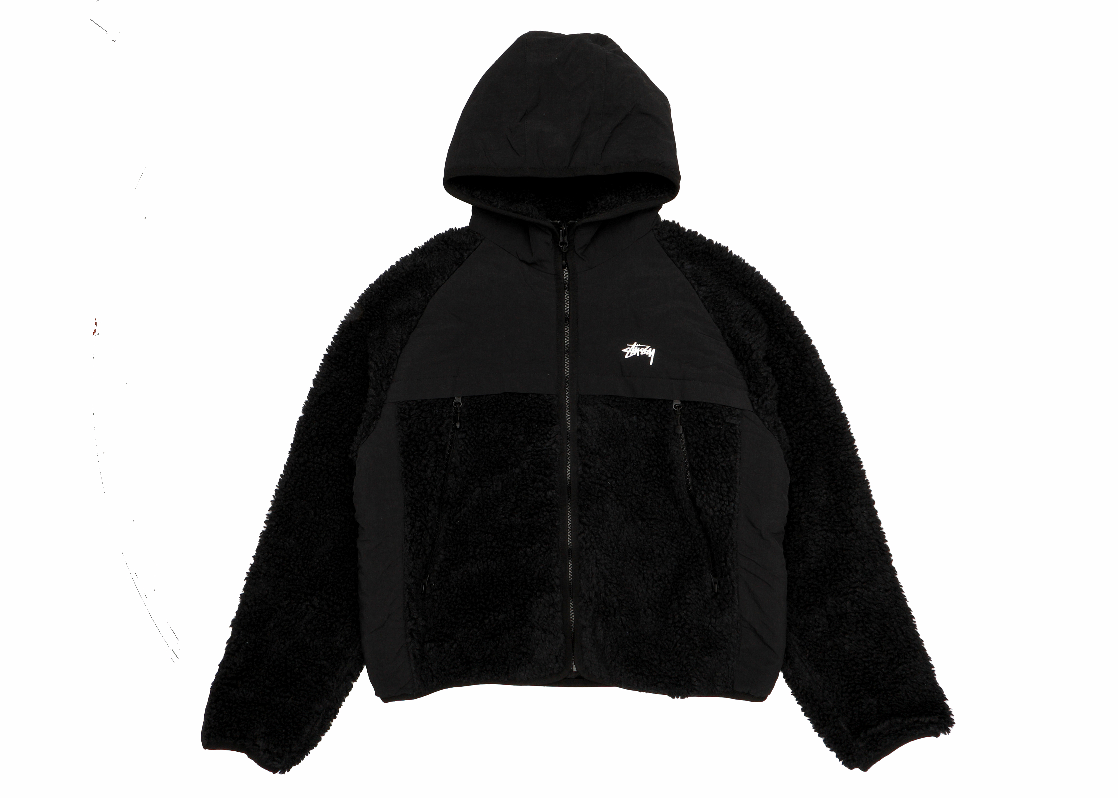 カラーブラックSTUSSY Hooded Sherpa Jacket