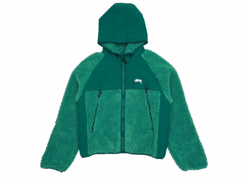 Stussy Sherpa Paneled Hooded Jacket Teal