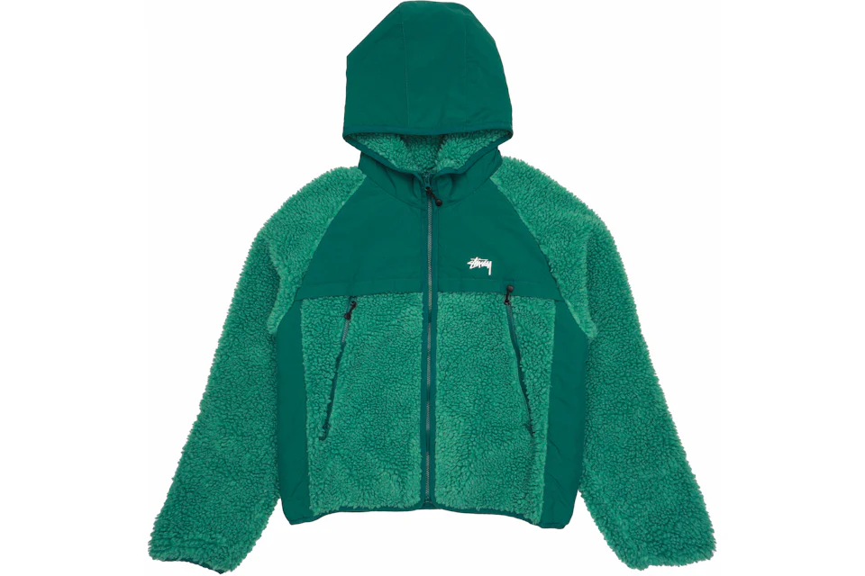 Stussy Sherpa Paneled Hooded Jacket Teal Men's - FW23 - US