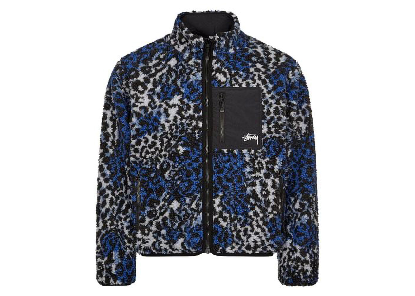 Stussy Sherpa Reversible Jacket Blue Leopard