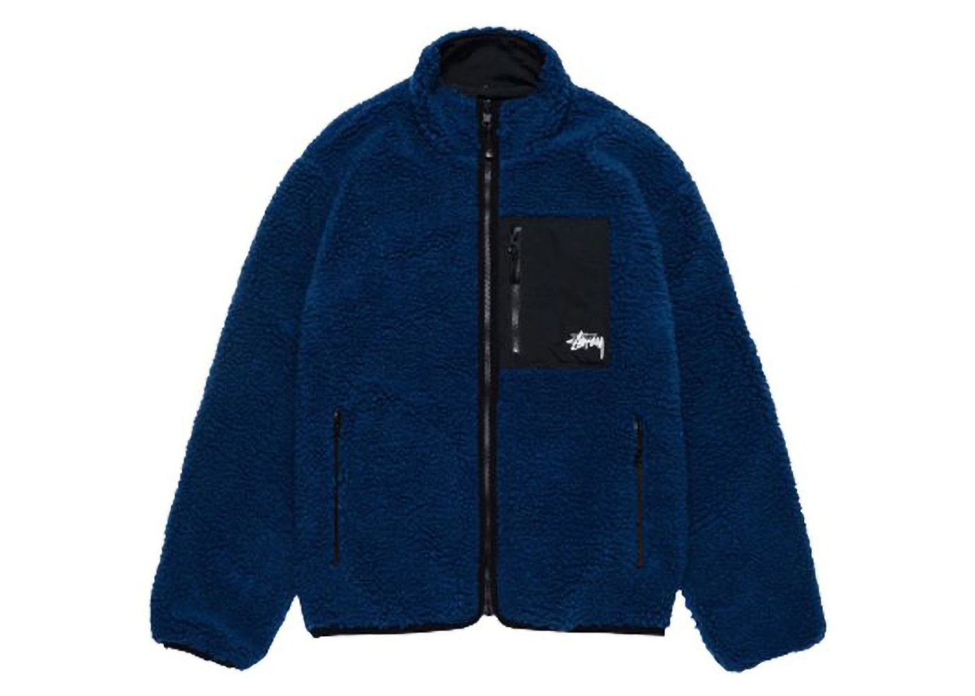 Stussy Sherpa Reversible Jacket Weathered Blue