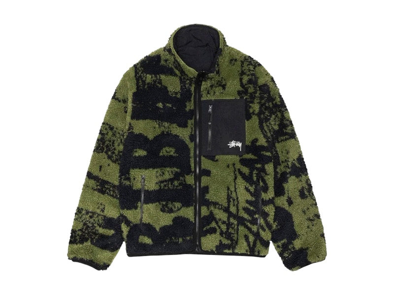 Stussy Sherpa Reversible Stamp Jacket Green メンズ - FW24 - JP