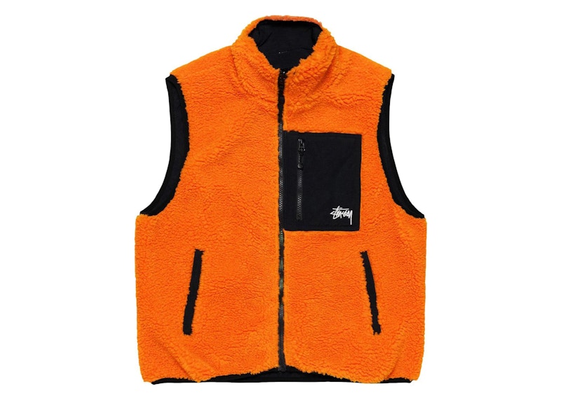 Stussy Sherpa Reversible Vest Tangerine Men's - GB