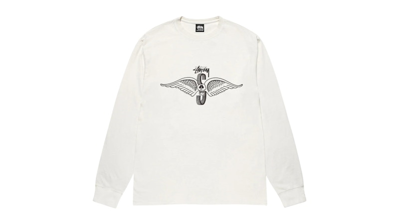 ★【STUSSY】★Stussy Skull Wings Pigment Dyed T-Shir.t★ Stussy Skull Wings L/S Pigment Dyed Tee Natural Men's - SS25