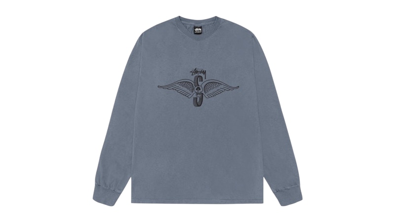 【STUSSY】★ロンT★ SKULL WINGS LS TEE PIGMENT DYED Skull Wings Pigment Dyed L/S Tee - Black – Feature