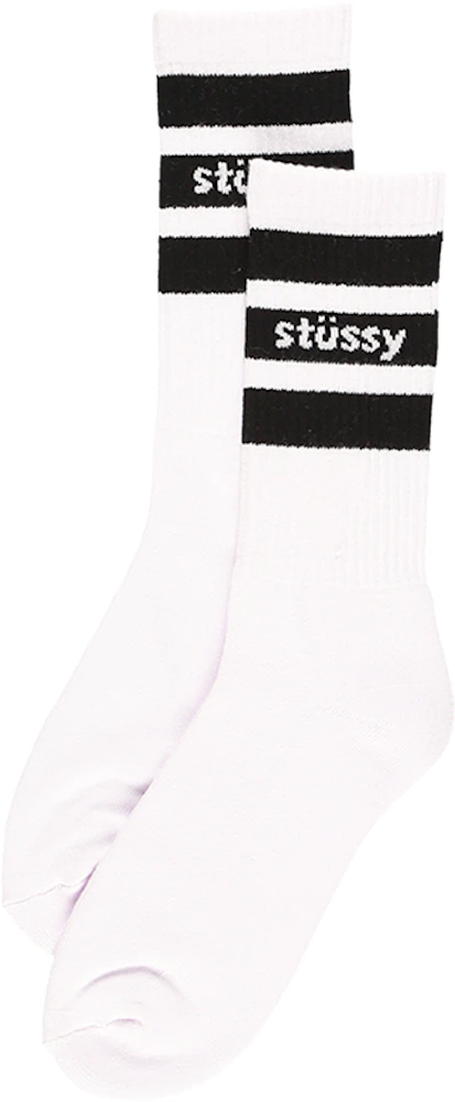 Stussy Sport Crew Socks White/Navy Men's - SS21 - GB