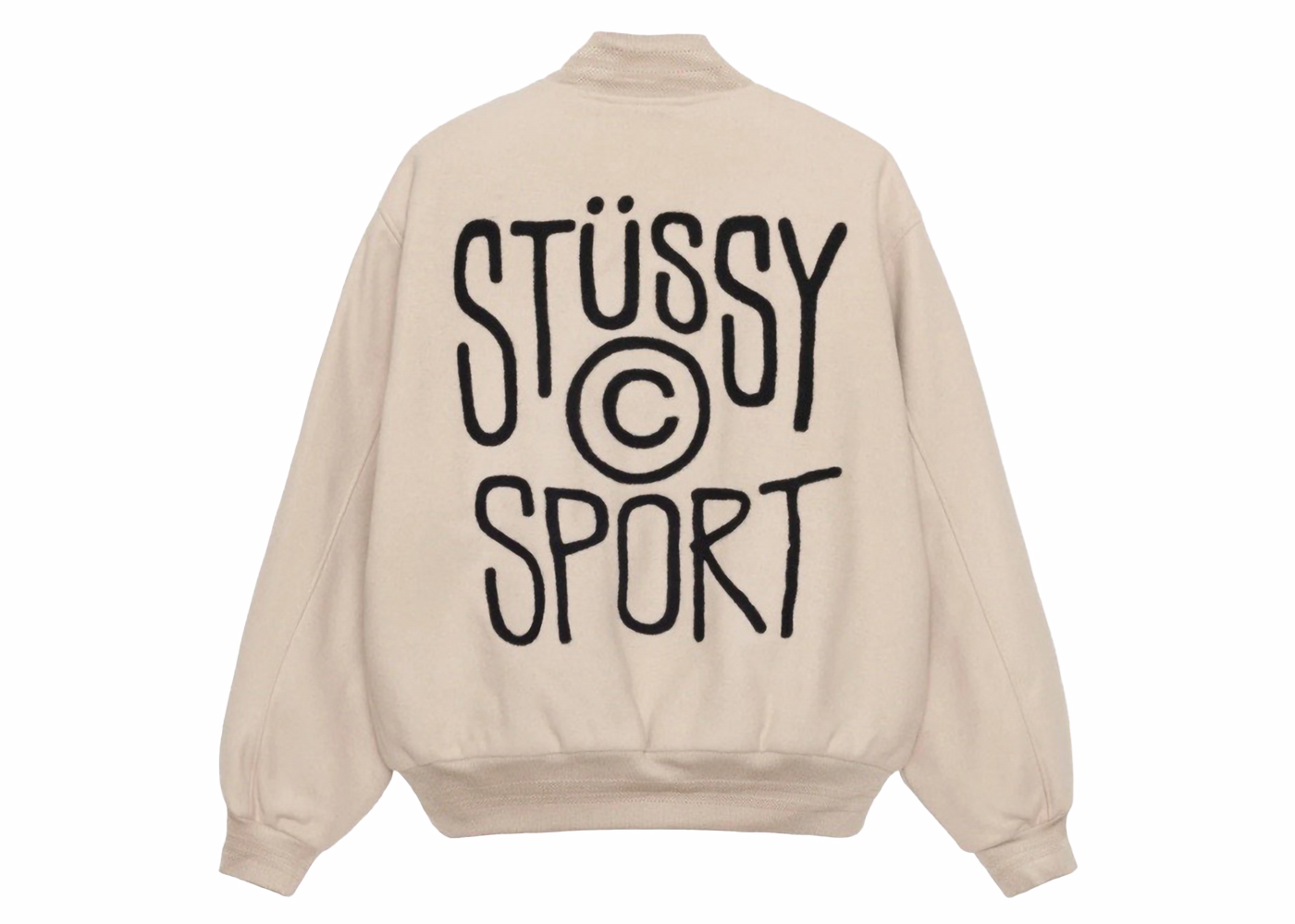 Stussy Sport Melton Varsity Jacket Oatmeal