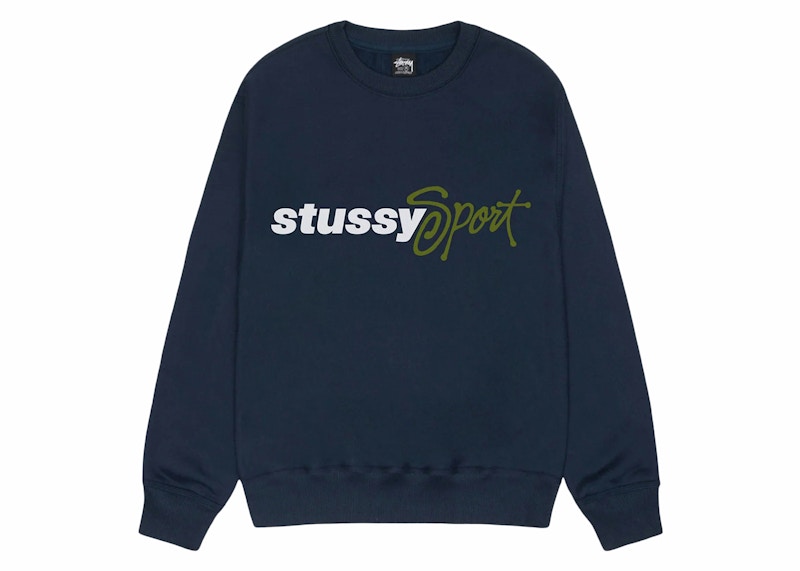 Stussy Sport Script Crew Navy メンズ - SS24 - JP