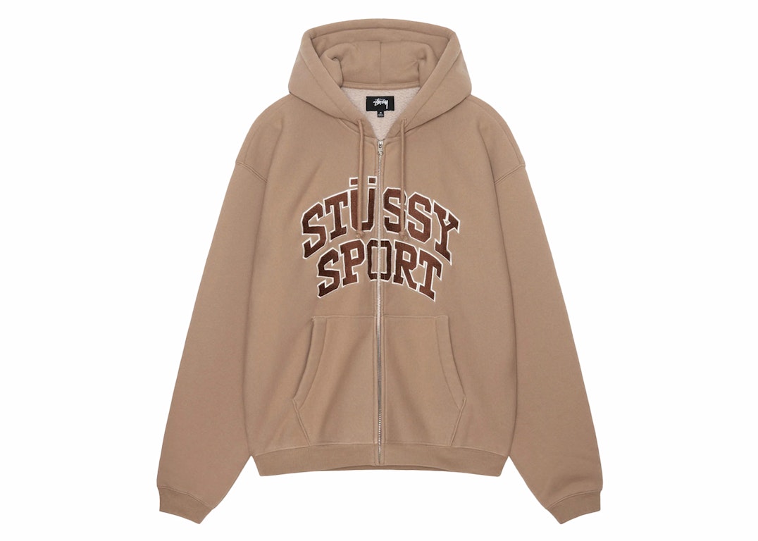 Pre-owned Stussy Sport Zip Hoodie Tan