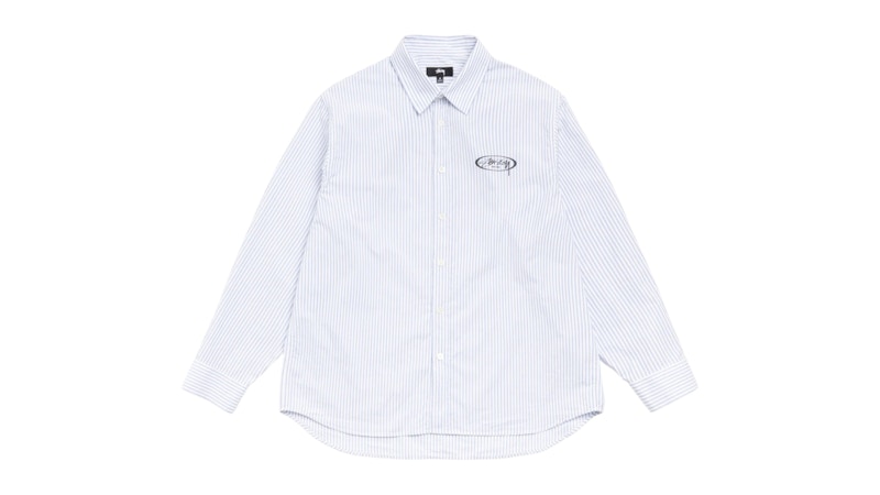 Stussy Standard Logo Shirt Blue Stripe Men's - SS26 - US