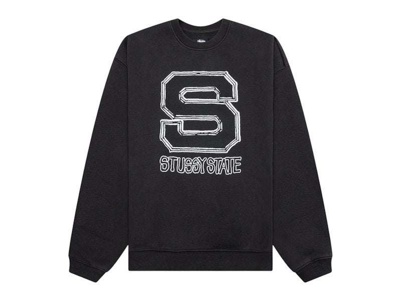 Pre-owned Stussy Men's State Crew Hoodie In Black