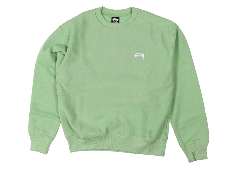 Pre-owned Stussy Men's  Stock Logo Crew In Zephyr Green