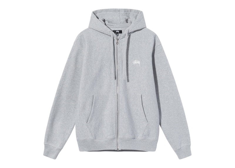 Stussy Stock Logo Zip Hoodie Grey Heather - FW22 - US