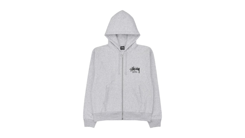 Men's Stussy Stock Seoul Exclusive Zip Up Hooded Sweatshirt in Ash Heather