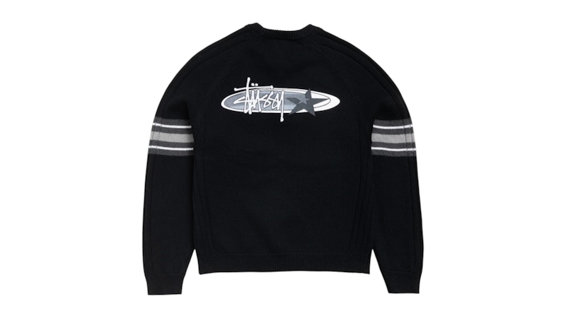 Stussy Stripe Raglan Crew Black