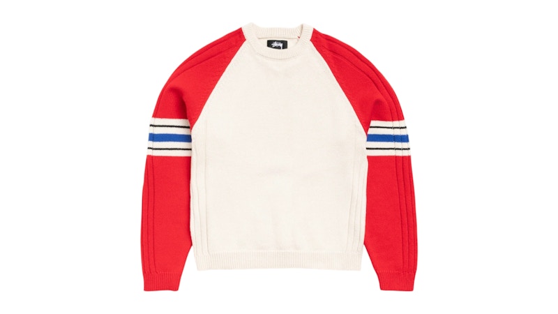 Stussy Stripe Raglan Crew Red