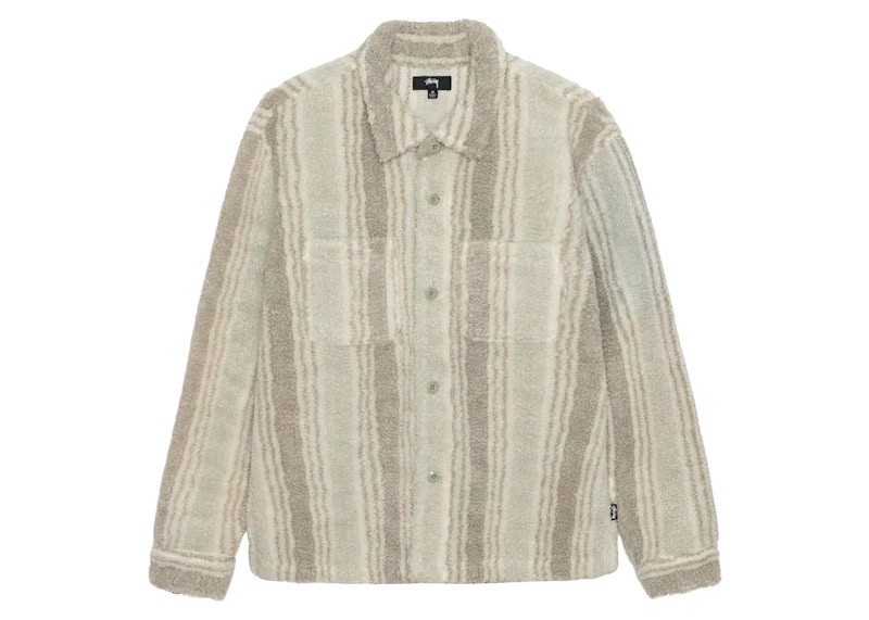 Stussy Stripe Sherpa Shirt Natural Men's - SS24 - US Stussy Stripe Sherpa Shirt Natural Men's - SS24 - US