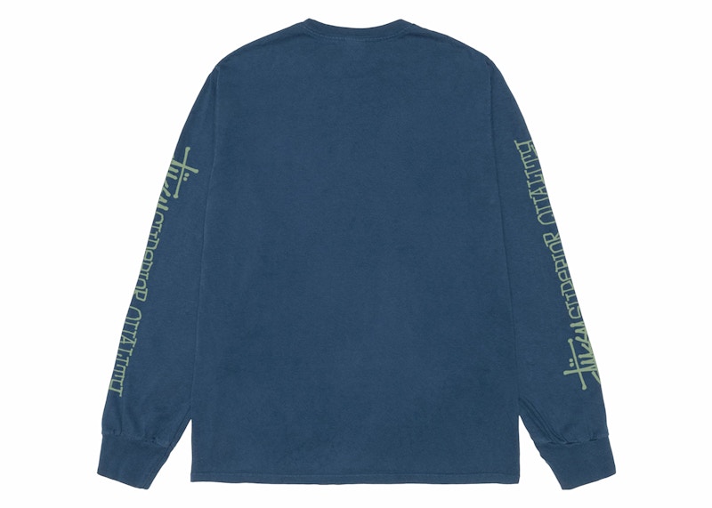 Pre-owned Stussy Superior Quality Pigment Dyed Long Sleeve Tee Shirt In Navy Blue