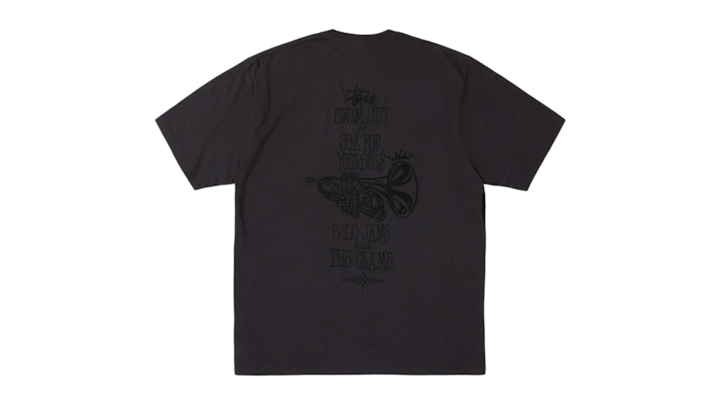 Pre-owned Stussy Swim Out Pigment Dyed Tee Shirt In Faded Black