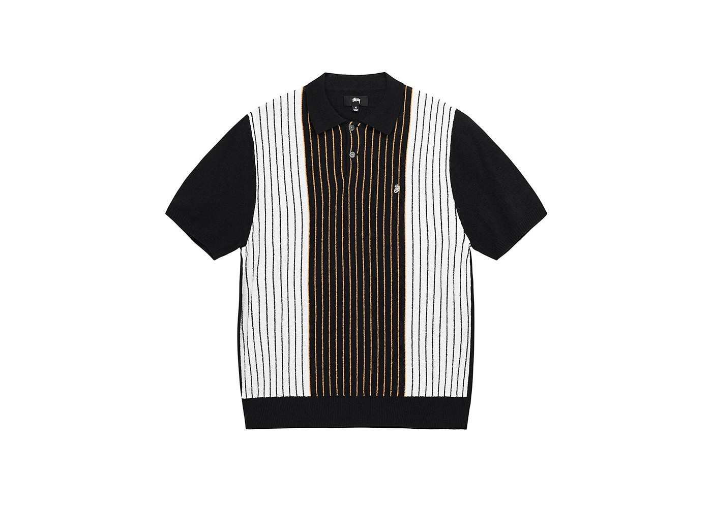 Stussy Textured SS Polo Sweater Black Stripe - SS23 - US