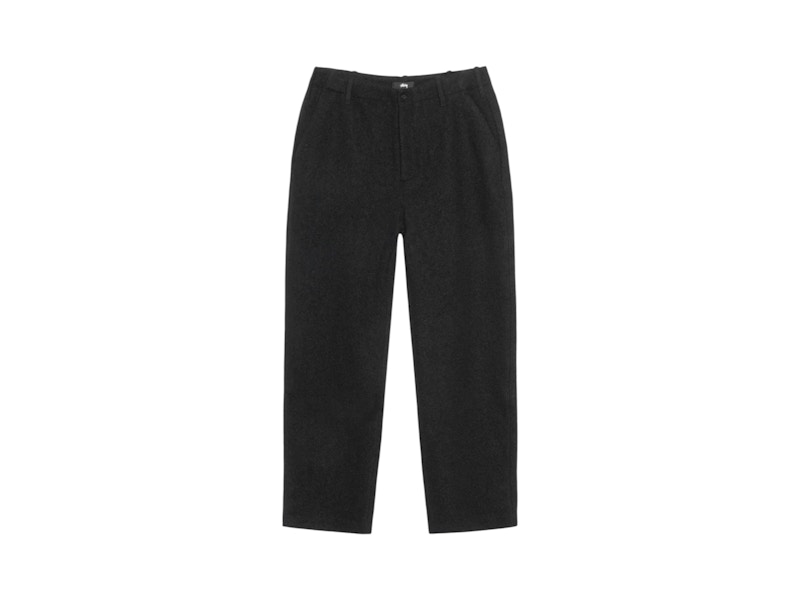 Pre-owned Stussy Men's Textured Wool Relaxed Trouser In Black