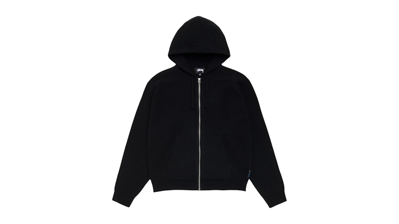 Stussy Textured Zip Hooded Sweater Black Men's - SS26 - US