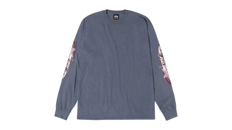 Stussy Two Star L/S Pigment Dyed Tee Navy Men's - FW25 - US