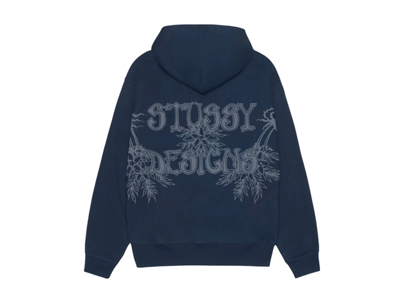 Stussy Wes Palms Hoodie Navy Men's - SS25 - US
