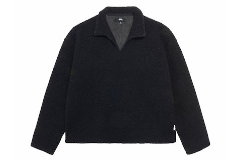 Stussy Wool Blend Sherpa Pullover Black Men's FW24 US