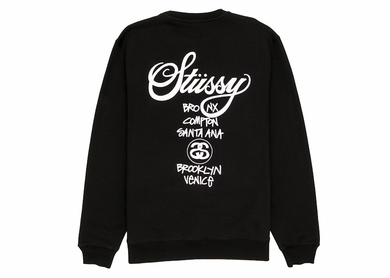 Stussy World Tour Crewneck Black Men's - FW21 - US