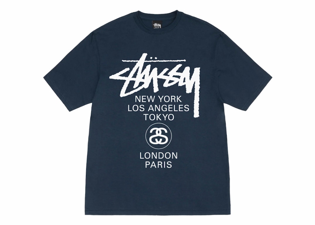 Pre-owned Stussy World Tour T-shirt Navy