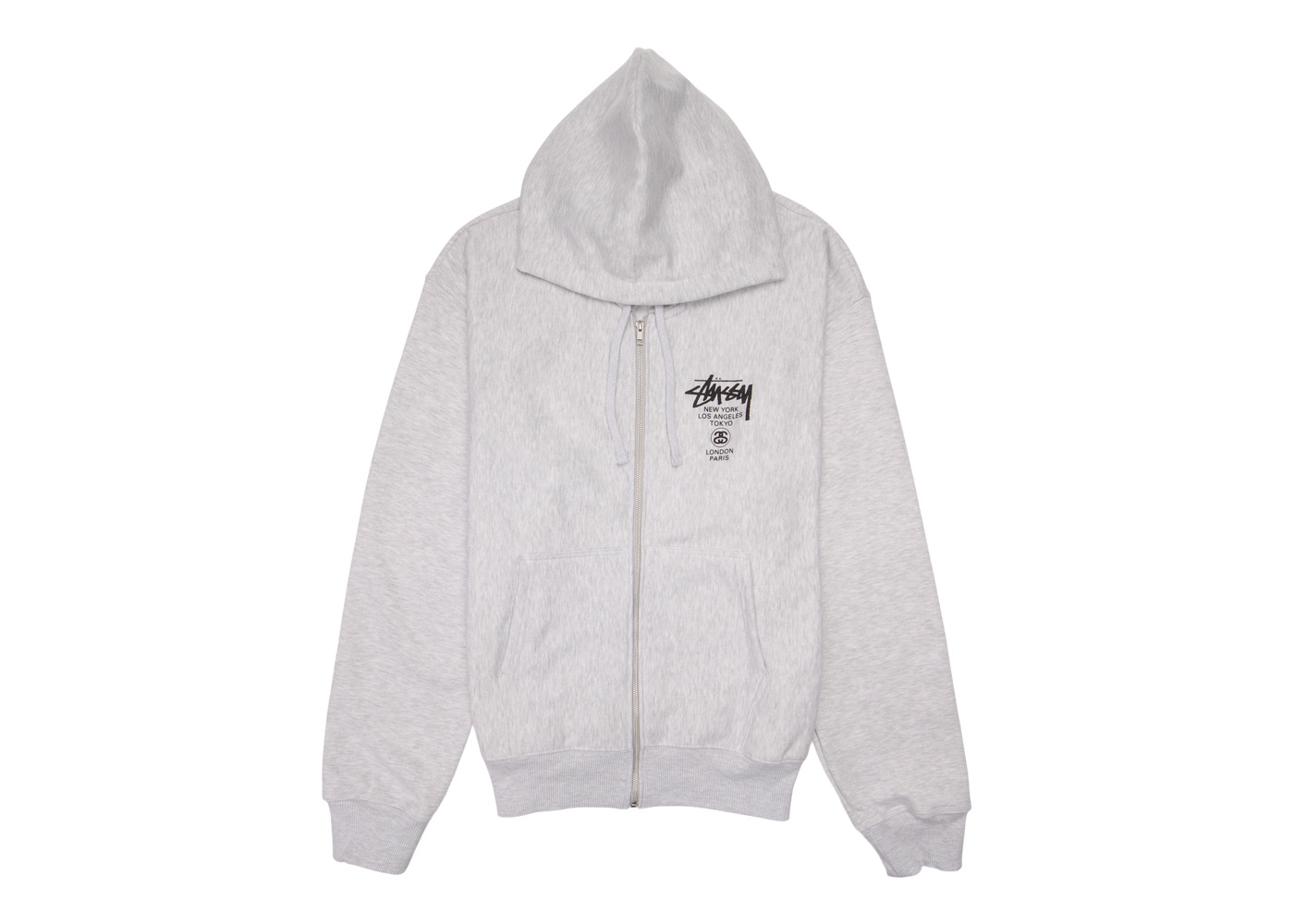 Stussy World Tour Hoodie Ash Heather Men's - Permanent Collection - US