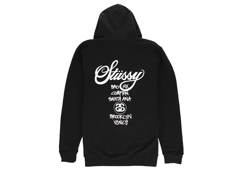 Stussy World Tour Hoodie Black Men's - Permanent Collection - US