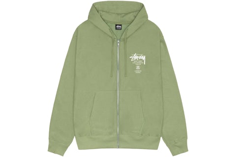 Stussy World Tour Zip Hoodie Moss Men's SS24 US
