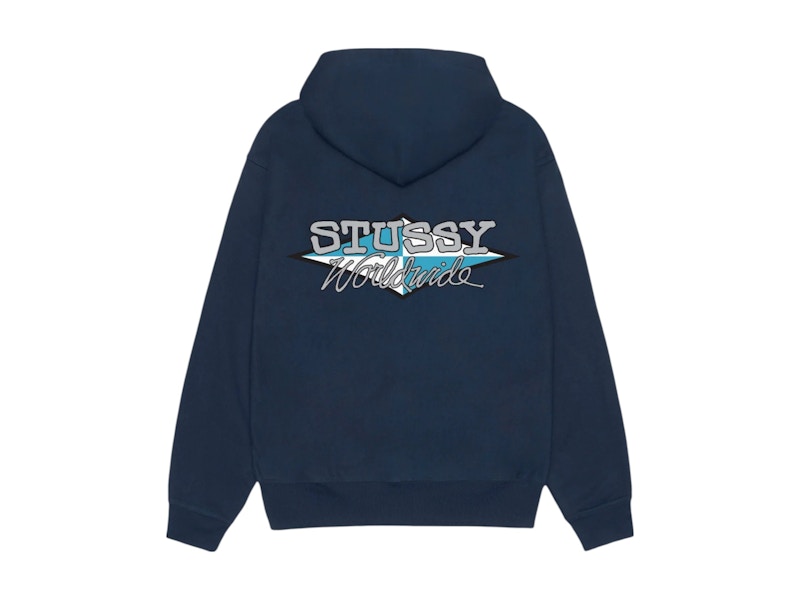 Stussy Worldwide Diamond Hoodie Navy Men's - SS25 - US
