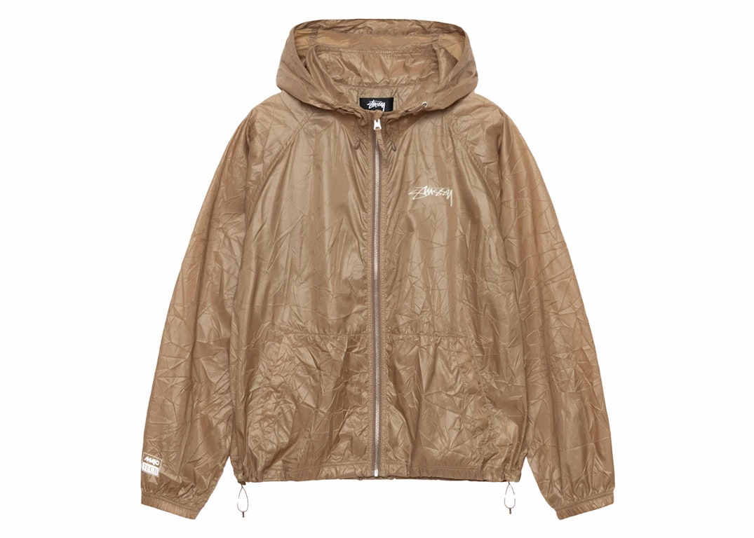 Pre-owned Stussy Wrinkled Nylon Beach Shell Jacket Brown