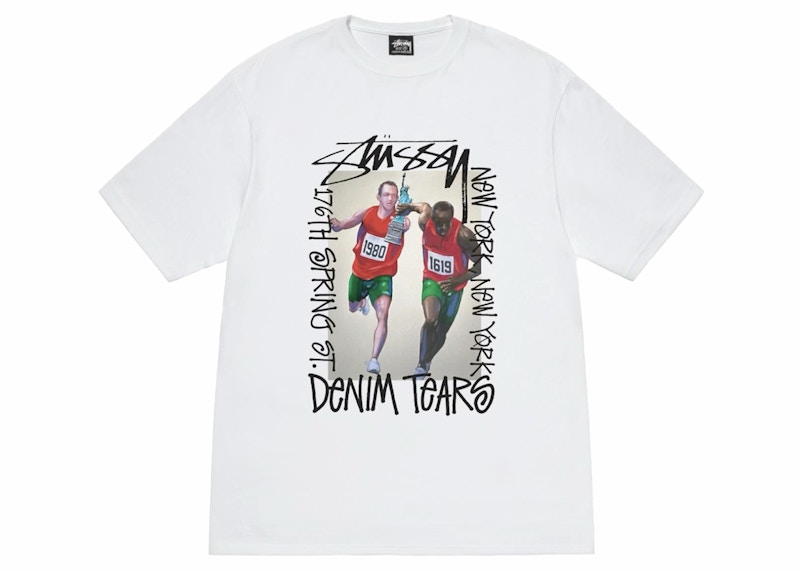 Stussy x Denim Tears Pass The Baton T-shirt White Men's - SS24 - US