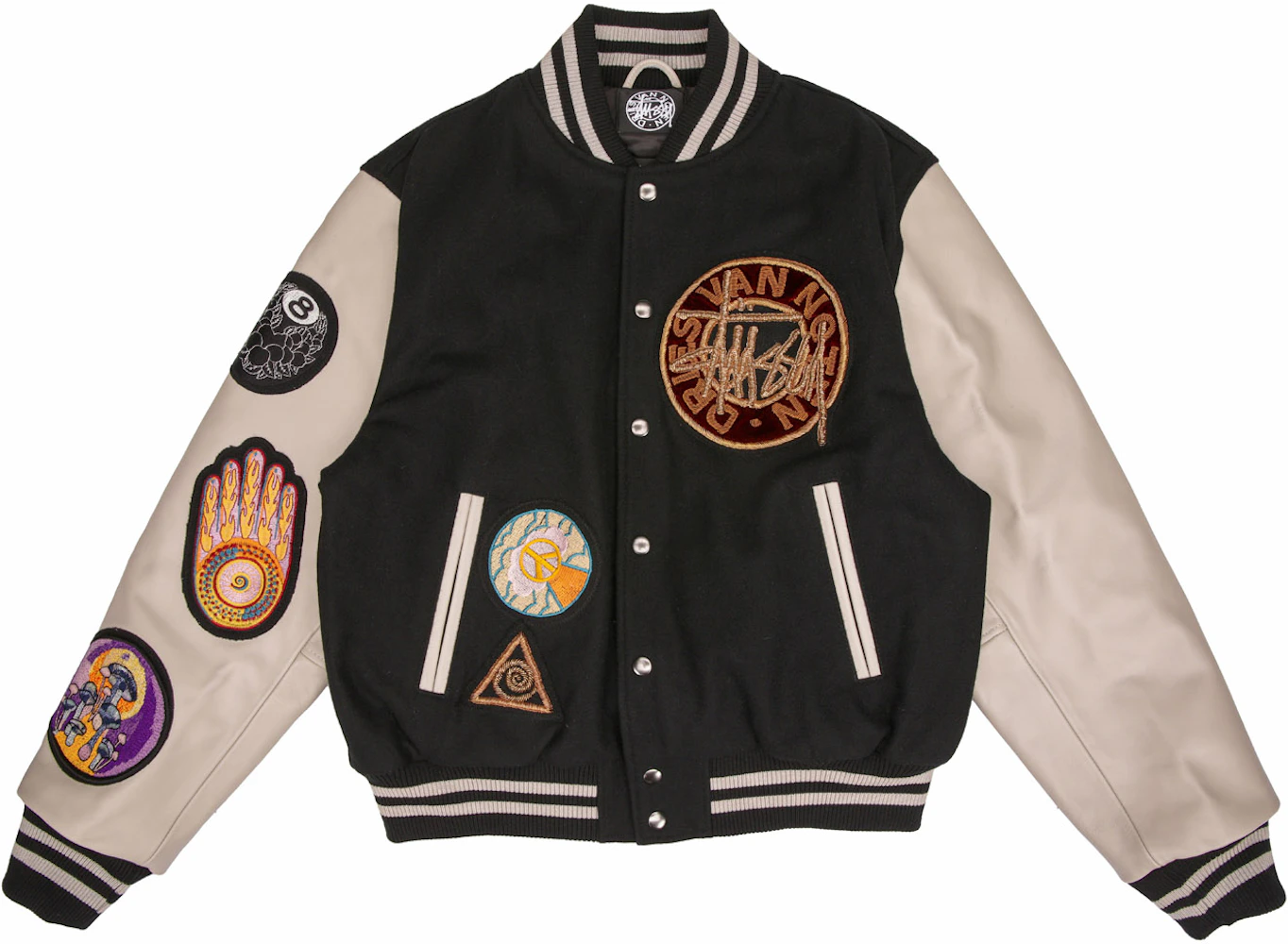 Palm Angels Patch-Detail Embroidered Varsity Jacket Black Men's - SS21 - US