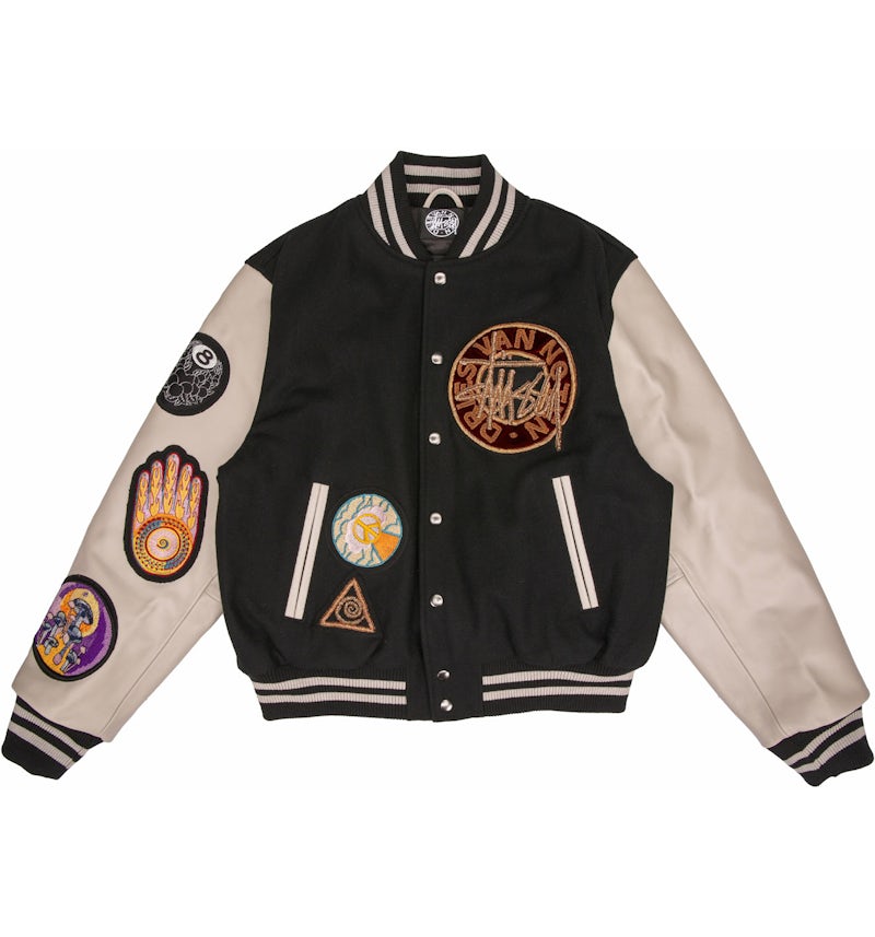 Stussy x Dries Van Noten Varsity Jacket Black Men's FW22 US