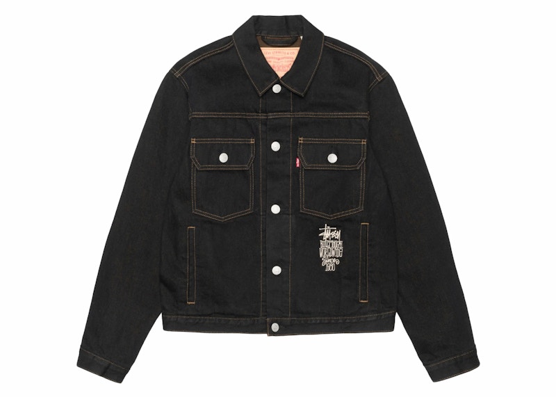 18500円 デニムカラーブラックStussy x Levi's Crispy Rinse Trucker Jacket Black/Brown