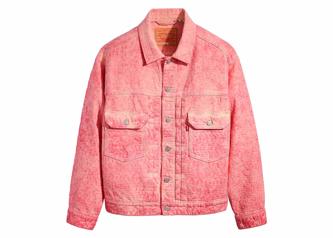 Pre-owned Stussy X Levi's Dyed Jacquard Jacket Pink