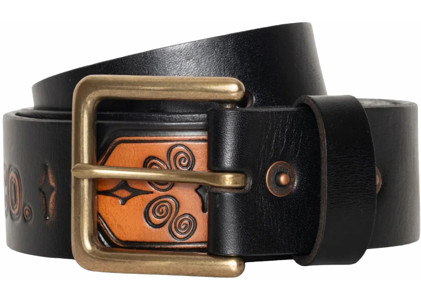 Stussy x Levi's Embossed Leather Belt Black Men's - SS24 - US Stussy x Levi's Embossed Leather Belt Black Men's - SS24 - US