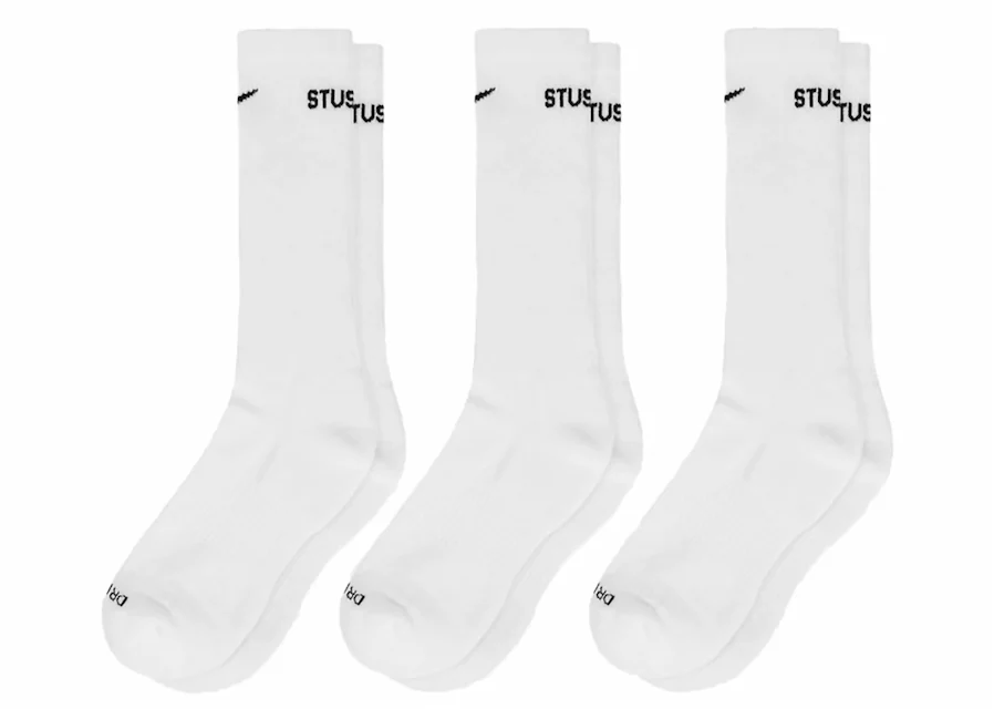 Stussy x Nike Dri-FIT Crew Socks (3 Pack) White - FW23 - US