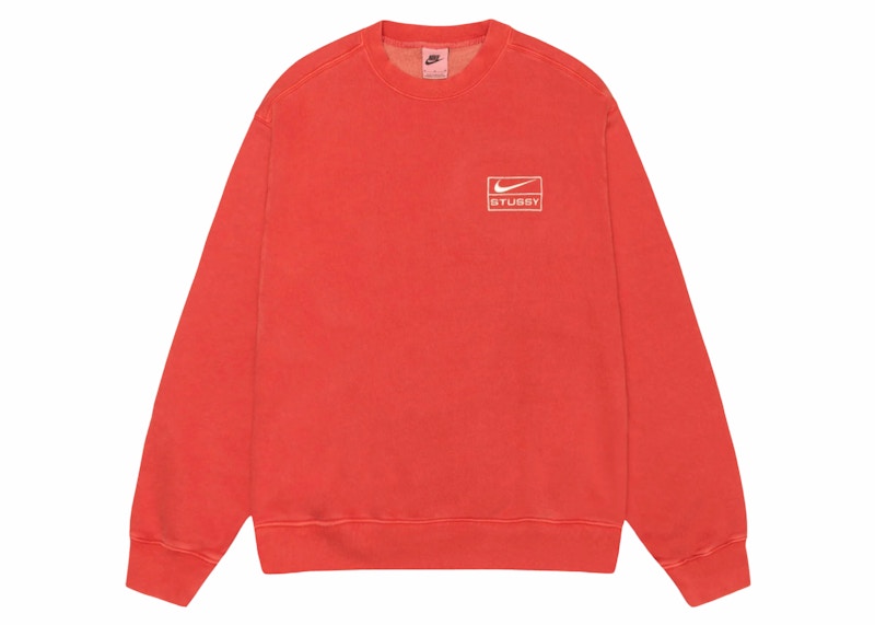 Stussy x Nike Pigment Dyed Fleece Crew (Asia Sizing) Habanero Red