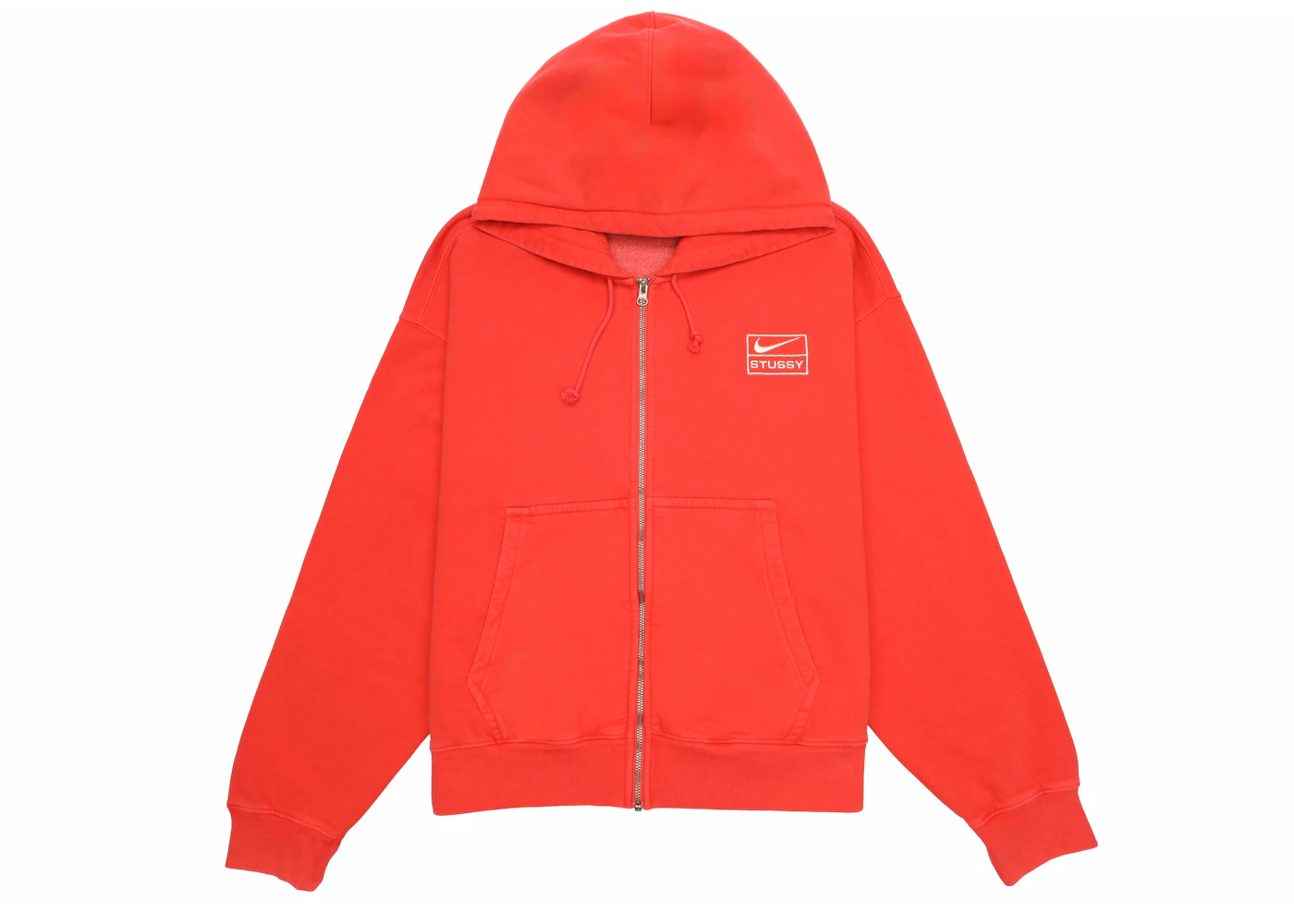 Stussy x Nike Pigment Dyed Fleece Zip Hoodie Habanero Red Men's - FW23 - US
