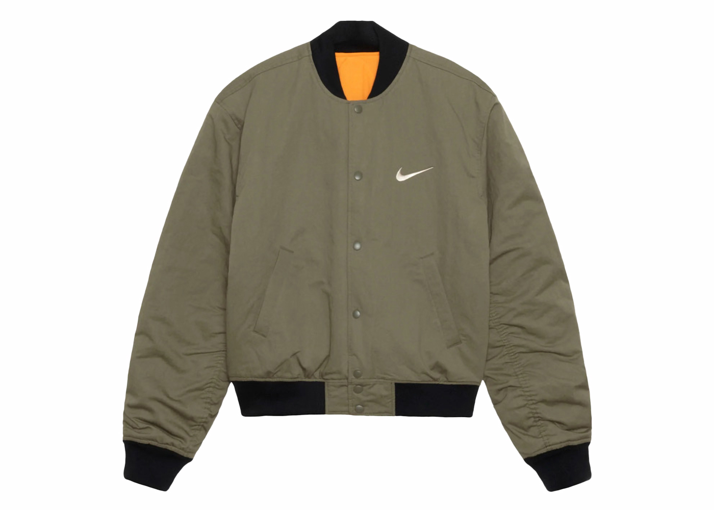 Stussy x Nike Reversible Varsity Jacket (Asia Sizing) Medium Olive/Bright  Mandarin