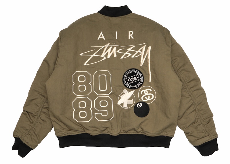 Stussy x Nike Reversible Varsity Jacket Medium Olive/Bright Mandarin