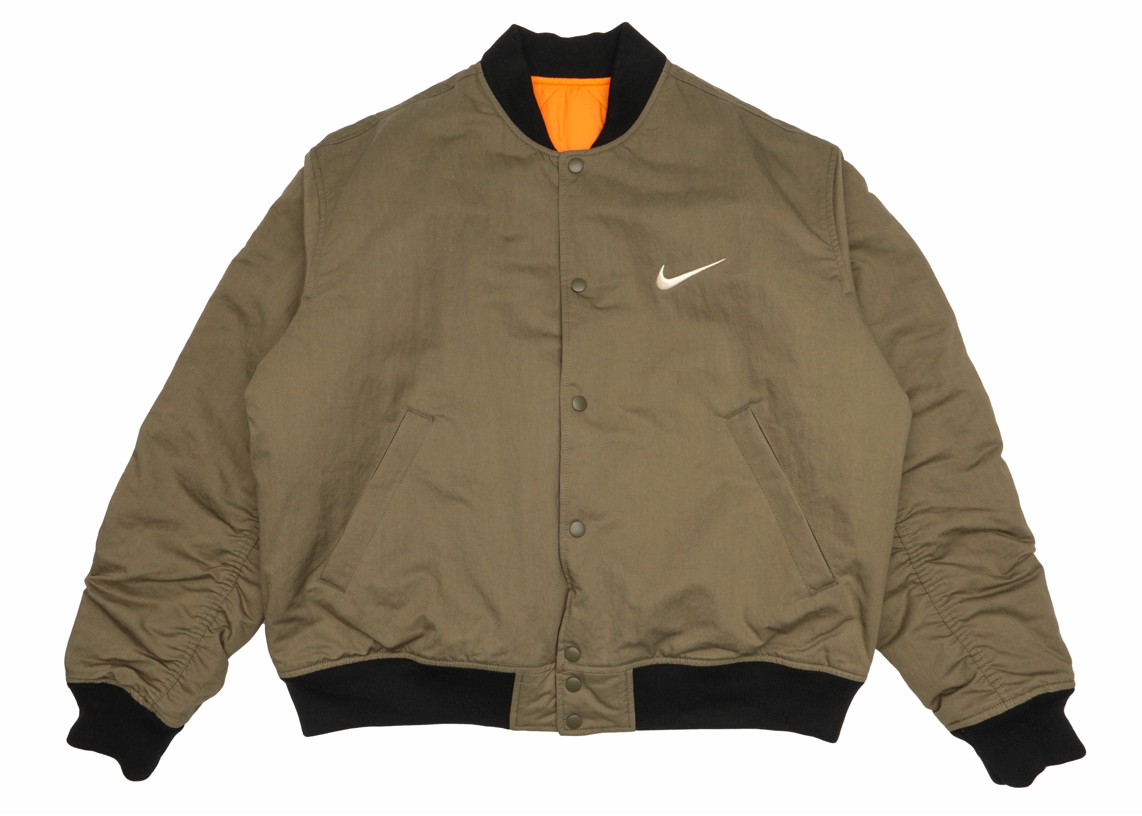 Stussy x Nike Reversible Varsity Jacket Medium Olive/Bright Mandarin